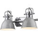 Duncan 2 Light 17 inch Chrome Bath Vanity Wall Light in Grey